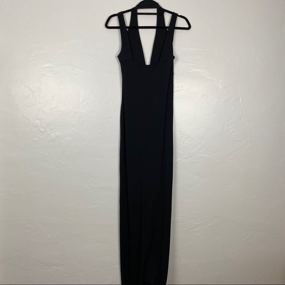 ASOS Black Maxi Dress Halter Soft (Tshirt material - Picture 4 of 5